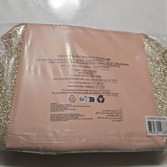 Jimmy Choo Blush Pink and Glitter Gold Cosmetic Bag - Picture 2 of 2